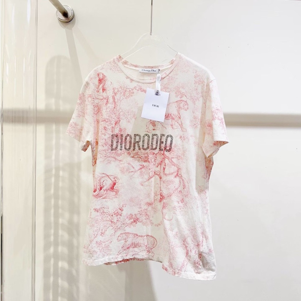 Authentic Dior Red and White Graphic Tee